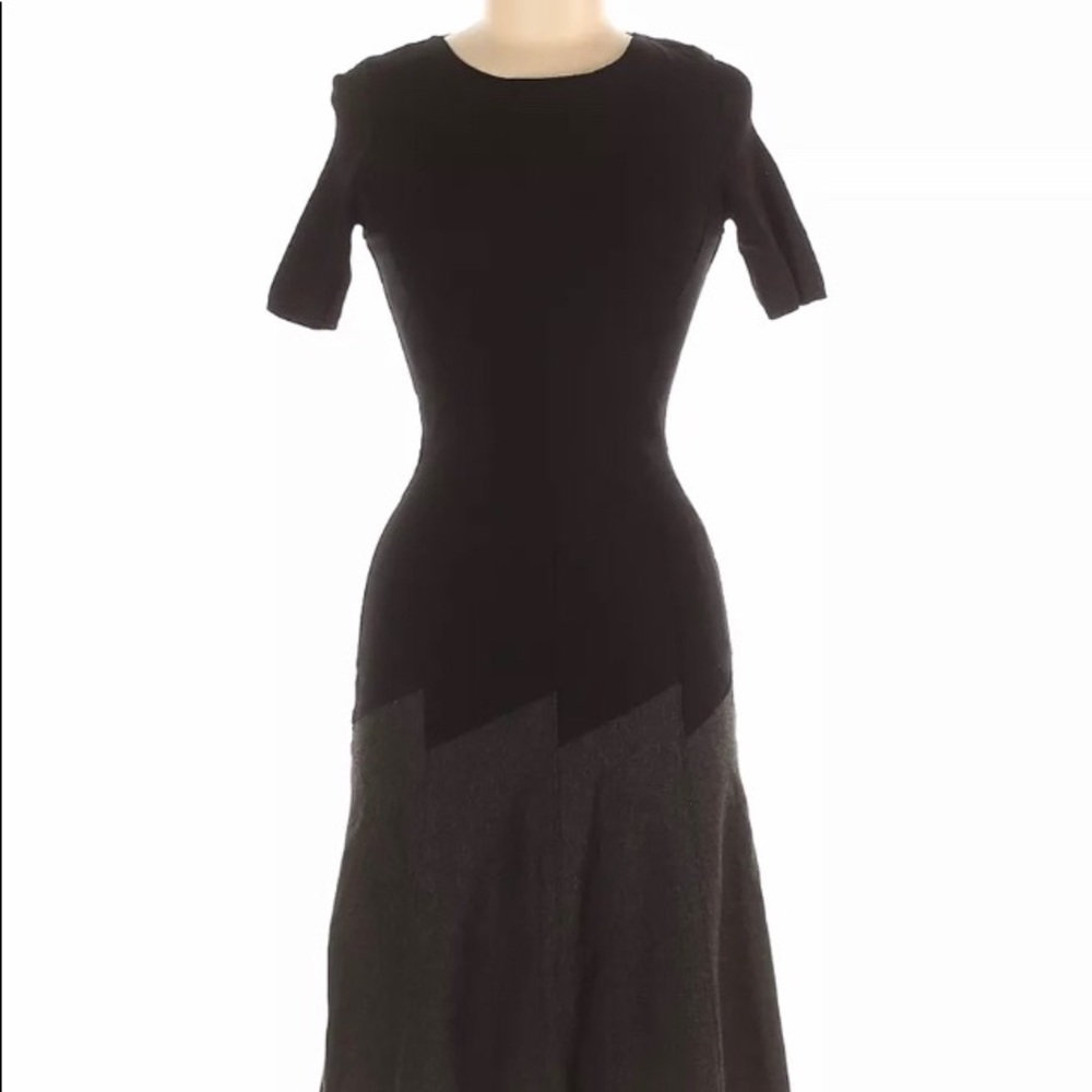 Elie Tahari Black/Grey Short Sleeve Dress